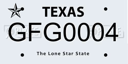 GFG0004 Texas License Plate