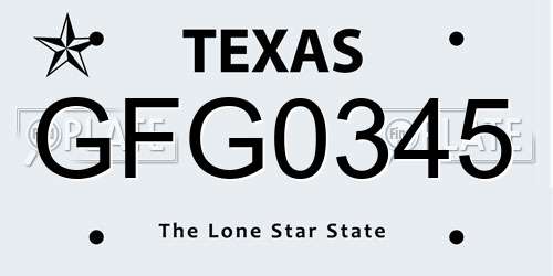 GFG0345 Texas License Plate