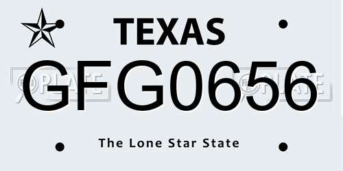 GFG0656 Texas License Plate