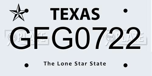 GFG0722 Texas License Plate