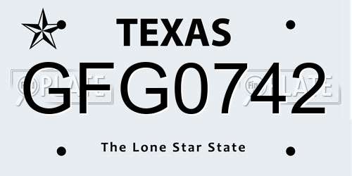 GFG0742 Texas License Plate