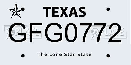 GFG0772 Texas License Plate
