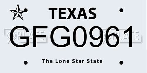 GFG0961 Texas License Plate