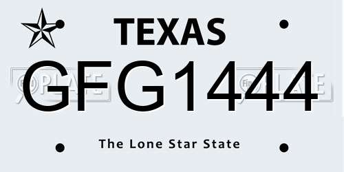 GFG1444 Texas License Plate