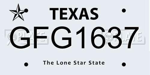 GFG1637 Texas License Plate