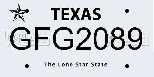 GFG2089 Texas License Plate