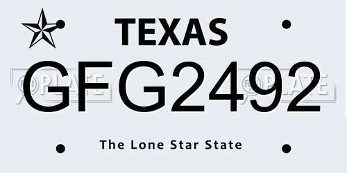 GFG2492 Texas License Plate