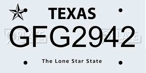 GFG2942 Texas License Plate