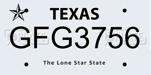 GFG3756 Texas License Plate