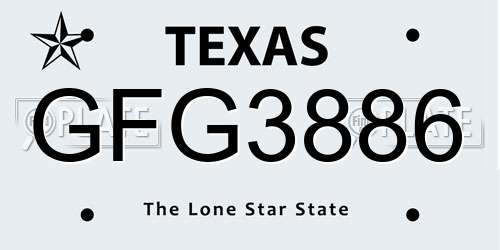 GFG3886 Texas License Plate