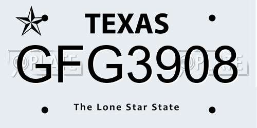 GFG3908 Texas License Plate