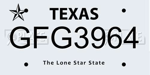 GFG3964 Texas License Plate