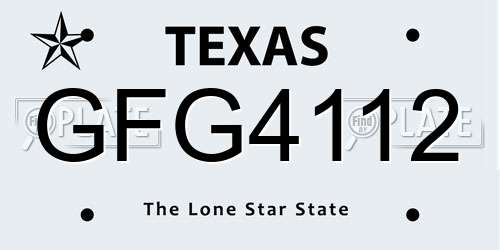 GFG4112 Texas License Plate