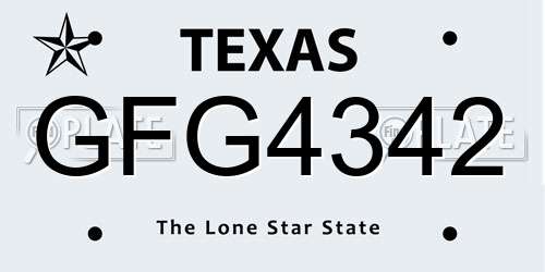 GFG4342 Texas License Plate