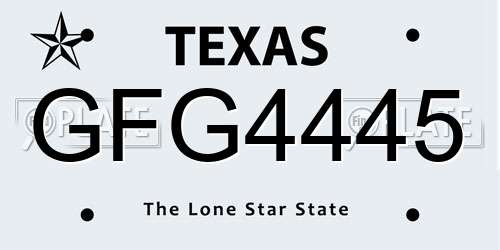GFG4445 Texas License Plate