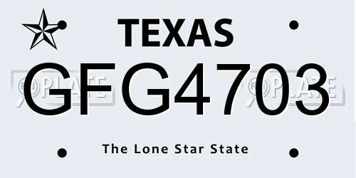 GFG4703 Texas License Plate