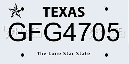 GFG4705 Texas License Plate
