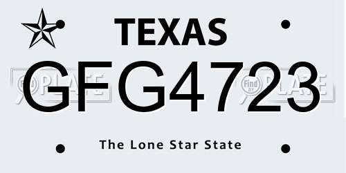 GFG4723 Texas License Plate