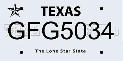 GFG5034 Texas License Plate