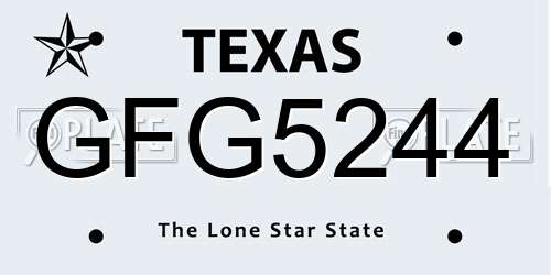 GFG5244 Texas License Plate