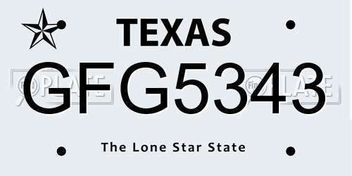 GFG5343 Texas License Plate