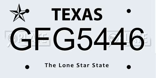 GFG5446 Texas License Plate