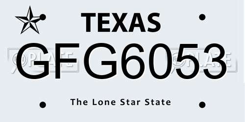 GFG6053 Texas License Plate
