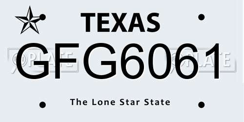GFG6061 Texas License Plate