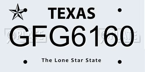 GFG6160 Texas License Plate