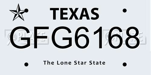 GFG6168 Texas License Plate