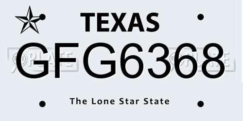 GFG6368 Texas License Plate
