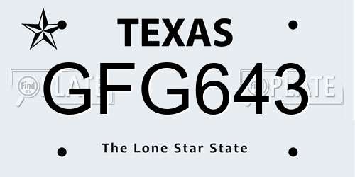 GFG643 Texas License Plate