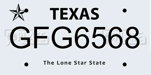 GFG6568 Texas License Plate