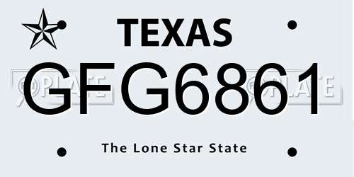 GFG6861 Texas License Plate