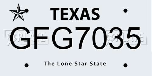 GFG7035 Texas License Plate