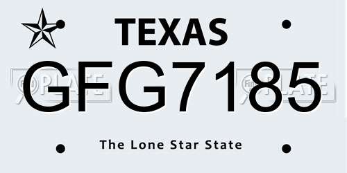 GFG7185 Texas License Plate