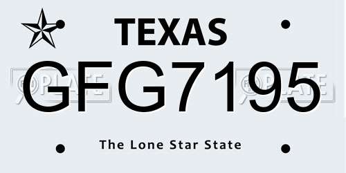 GFG7195 Texas License Plate