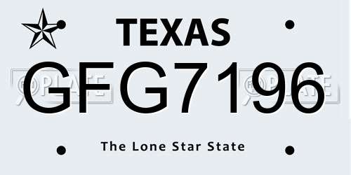 GFG7196 Texas License Plate