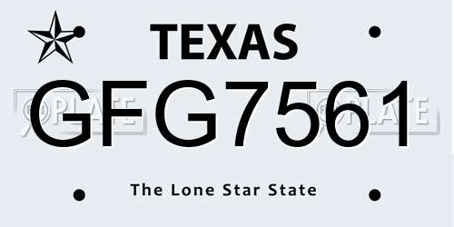 GFG7561 Texas License Plate