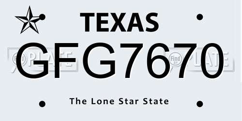 GFG7670 Texas License Plate