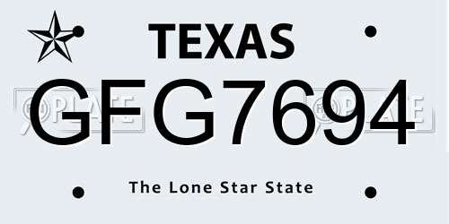 GFG7694 Texas License Plate