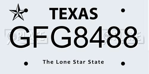 GFG8488 Texas License Plate