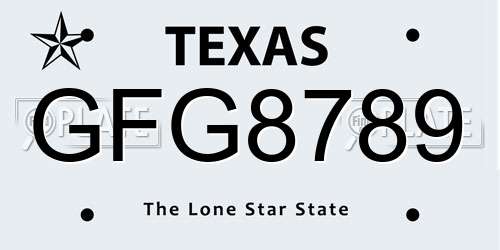 GFG8789 Texas License Plate
