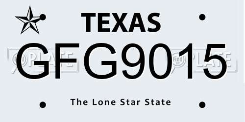 GFG9015 Texas License Plate