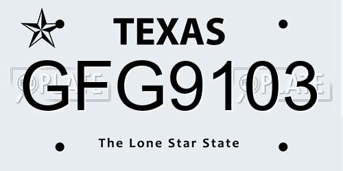 GFG9103 Texas License Plate