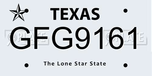 GFG9161 Texas License Plate