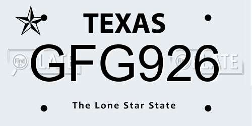 GFG926 Texas License Plate