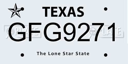 GFG9271 Texas License Plate
