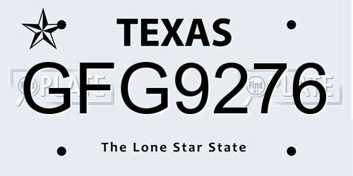 GFG9276 Texas License Plate