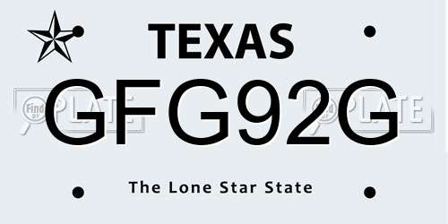 GFG92G Texas License Plate